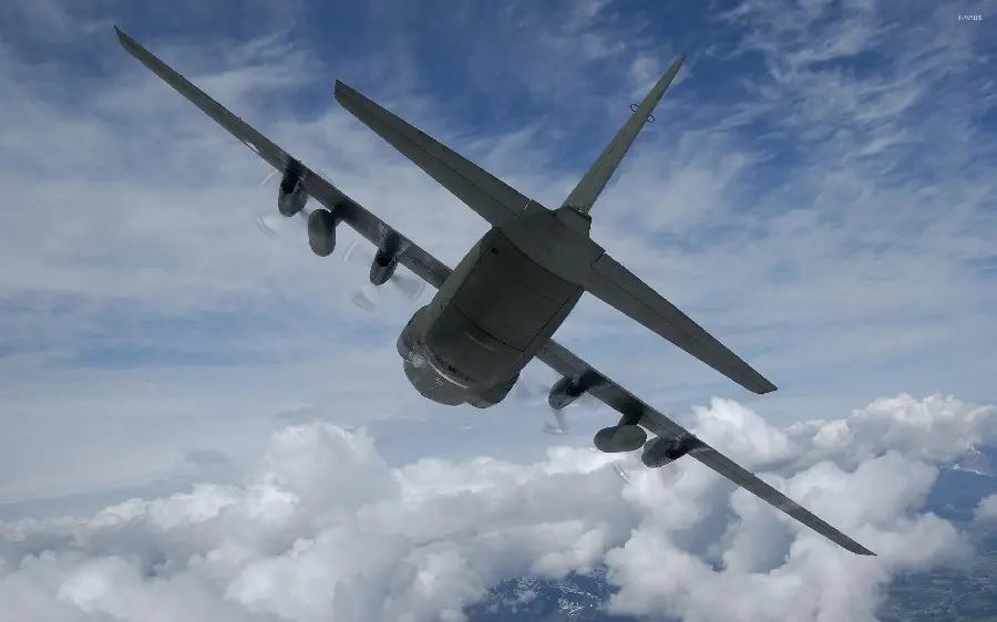 The best background photo of the Hercules C 130 in flight