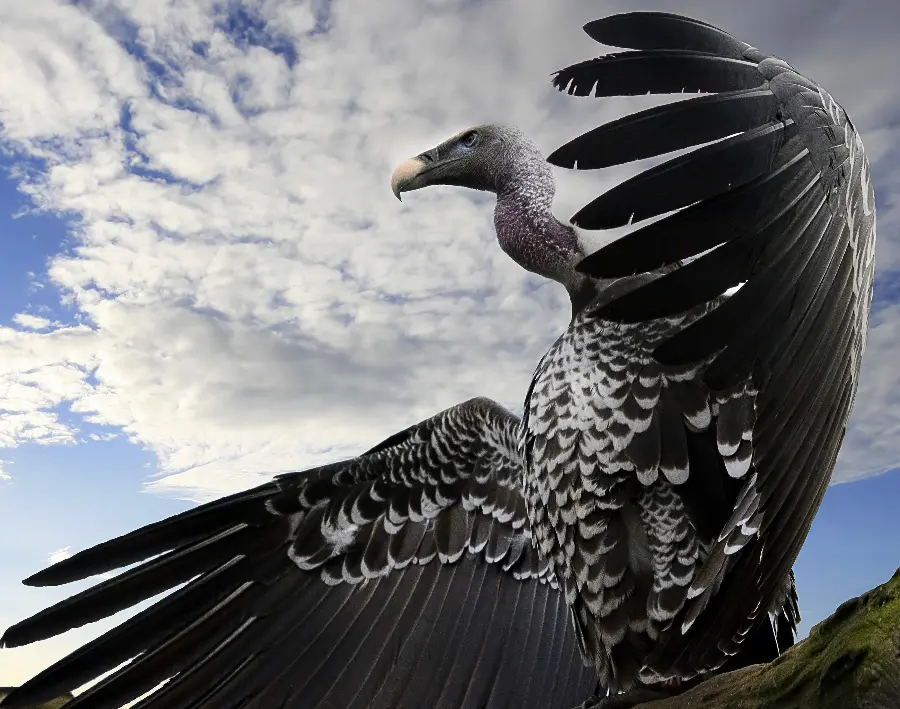 Photo of a vulture and wild bird animals and prickly meat