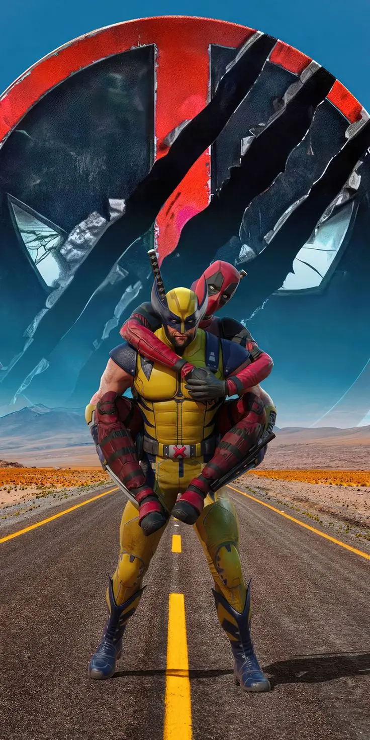 Download iPhone and Samsung and Xiaomi phone wallpaper of Deadpool and Wolverine