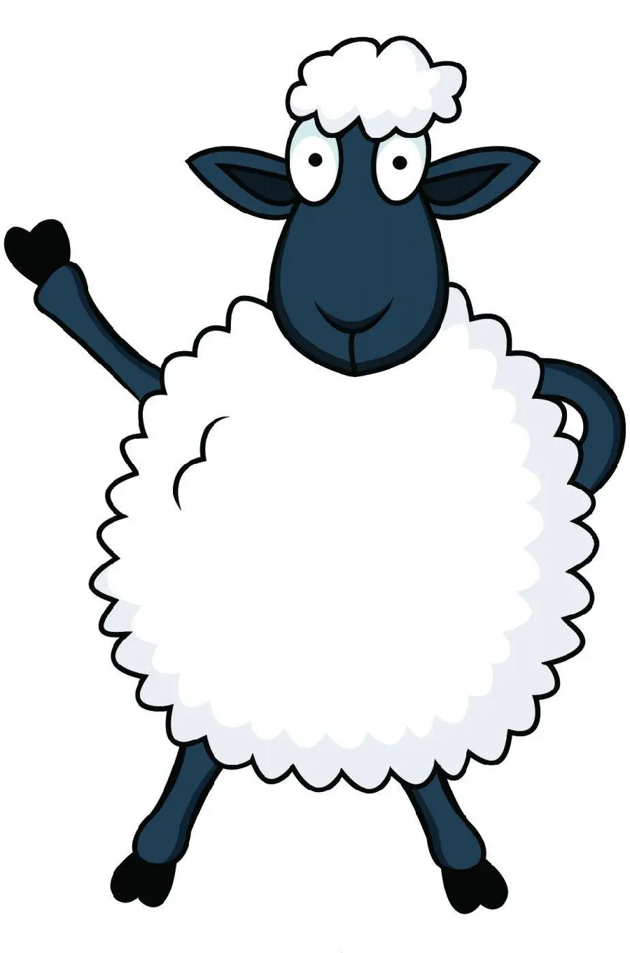 Simple standing sheep drawing for coloring