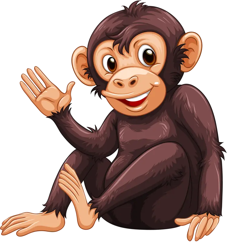 Drawing of a cute chimpanzee baby in free png format