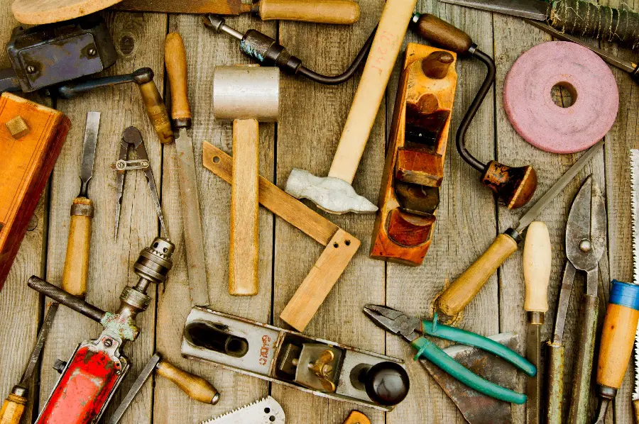 Photos of various old tools for background and text writing