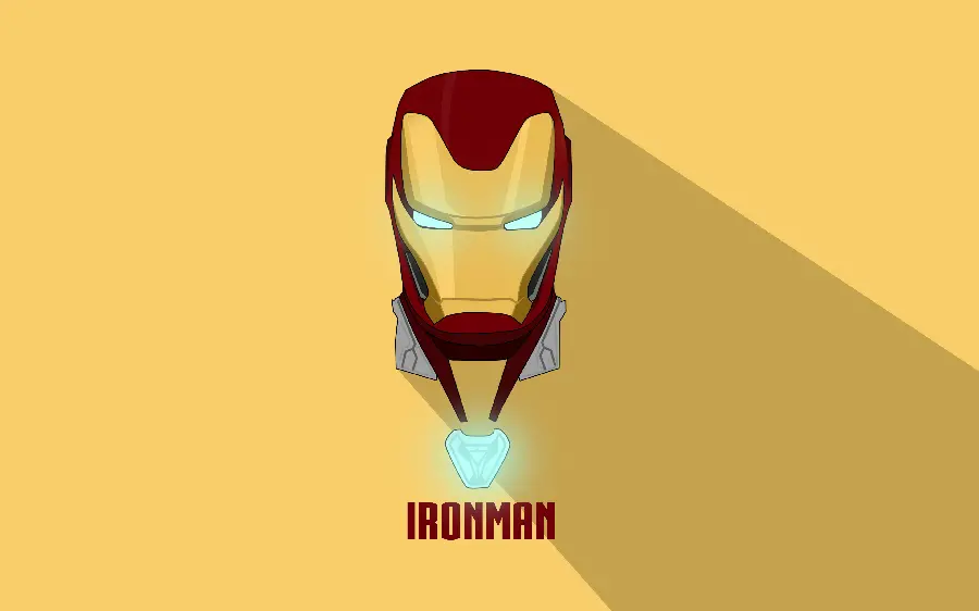 Minimal Iron Man wallpaper with yellow background