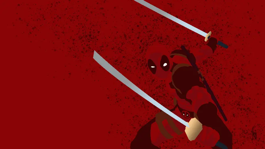 Minimalist Red Image with Superhero Swordsman