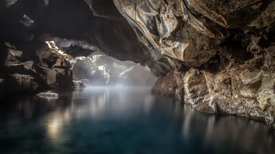 Image of clear and transparent lakes in natural caves