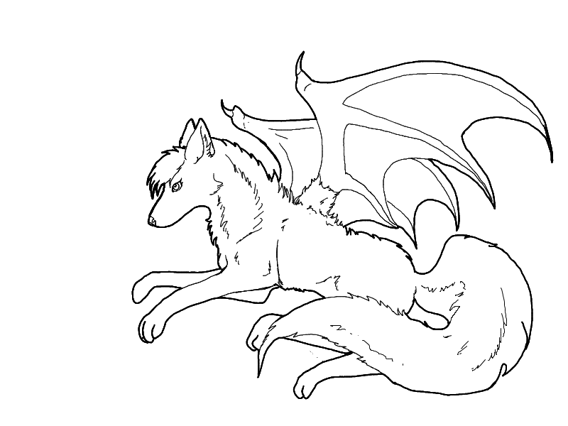 Background without color simple wolf drawing with wings png
