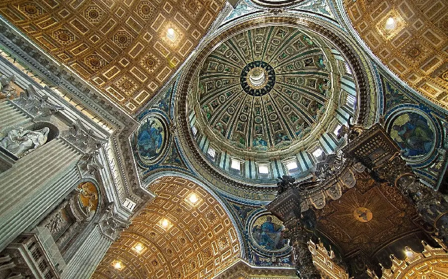 Interior view of the dome of the great building of the Vatican