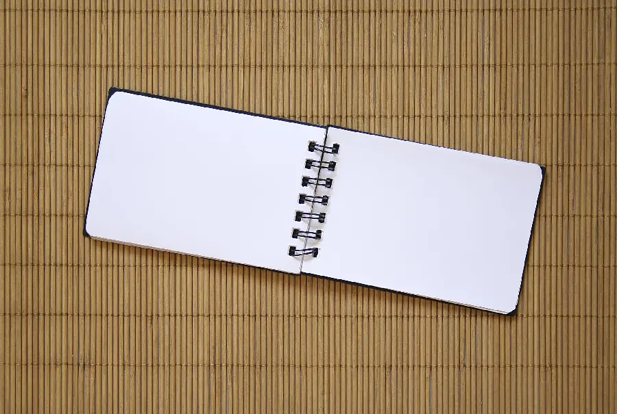 Text writing template for white notebook design