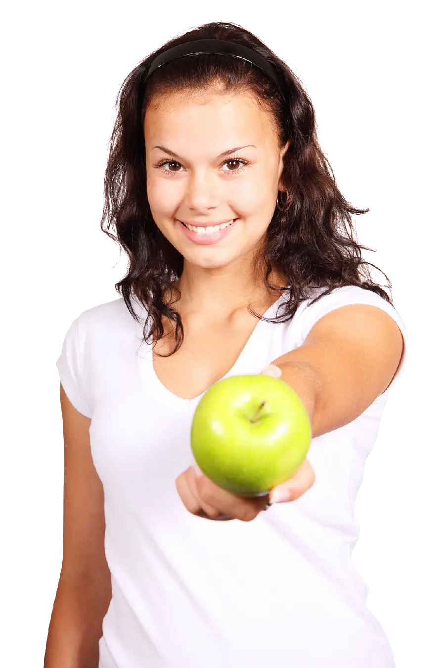 Single Green Apple PNG in Hand While Offering