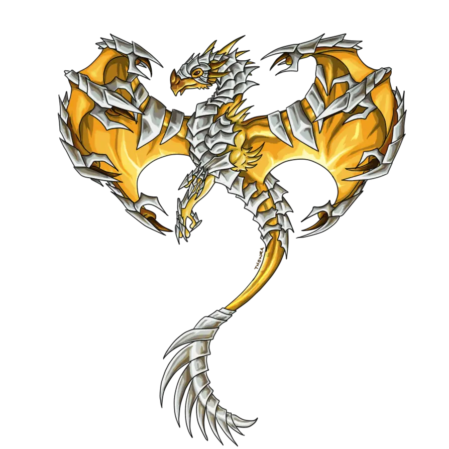 Graphic Logo of a Golden Winged Dragon