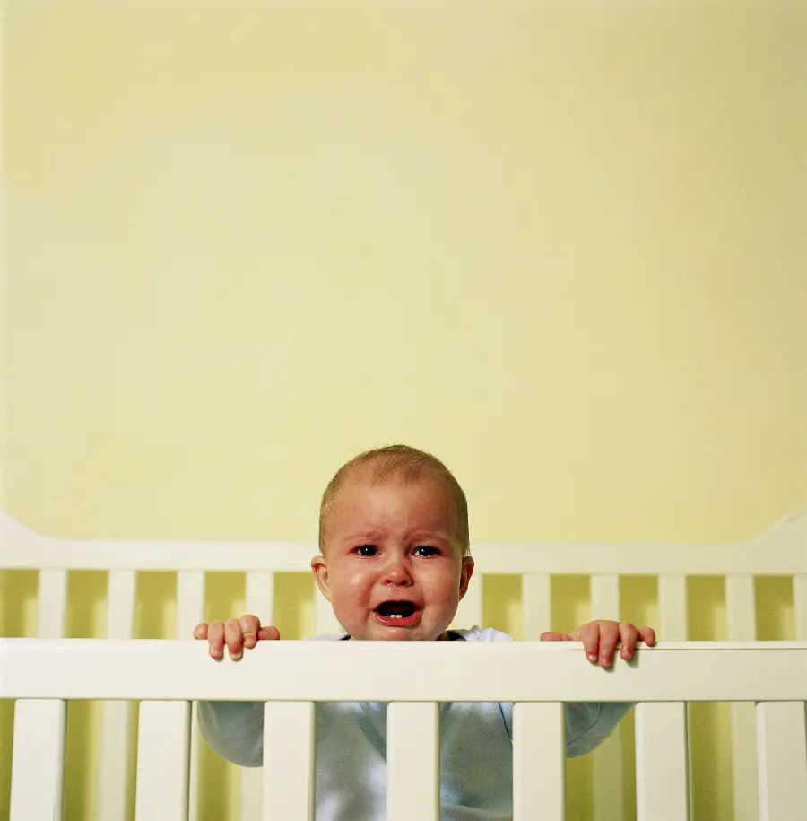 Baby photo and baby photo in the crib