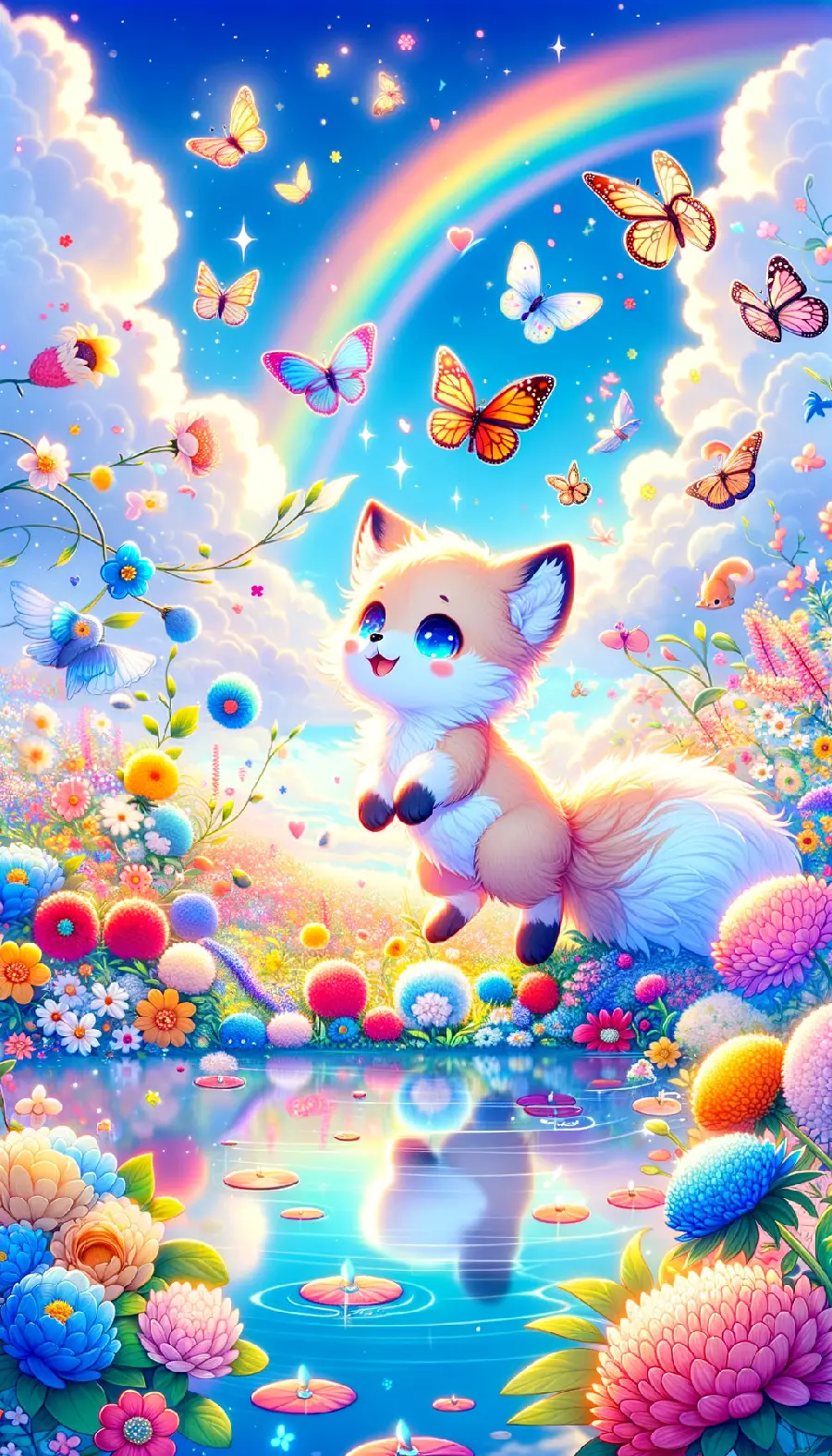 The Cutest Girly Cartoon Cat Wallpaper