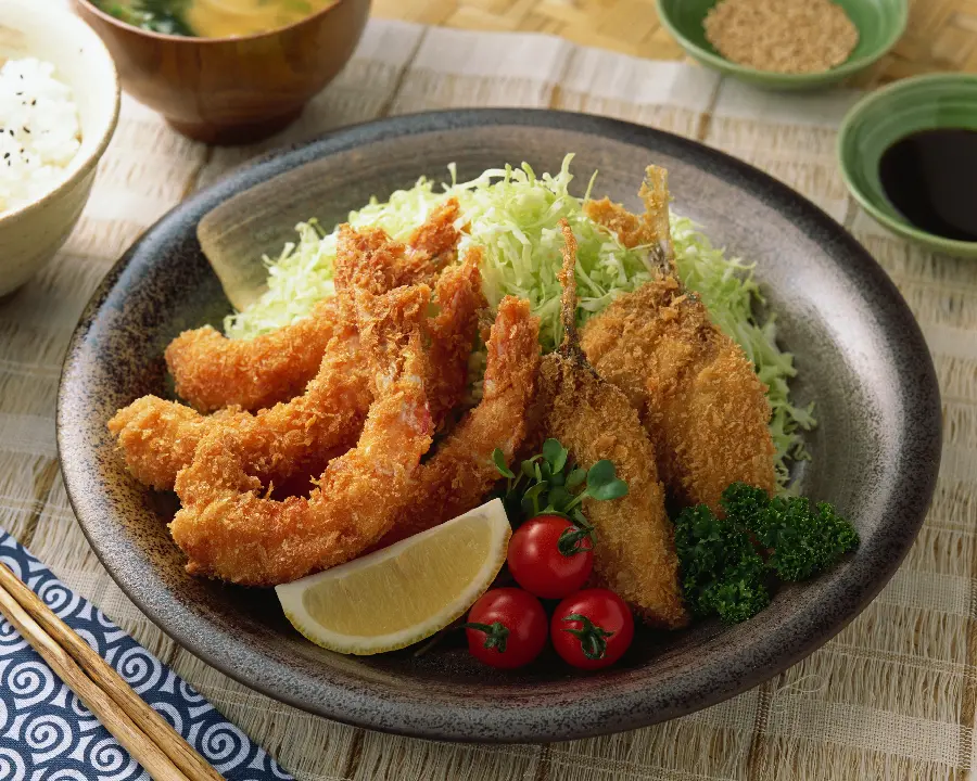 High-quality photos of cooking seafood fish and shrimp