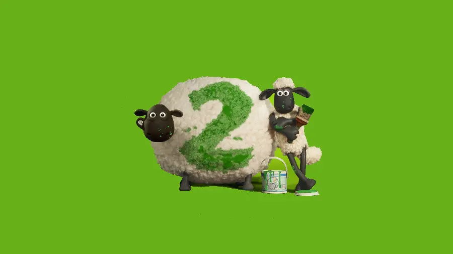 Image of an animated sheep on a green background and the number 2