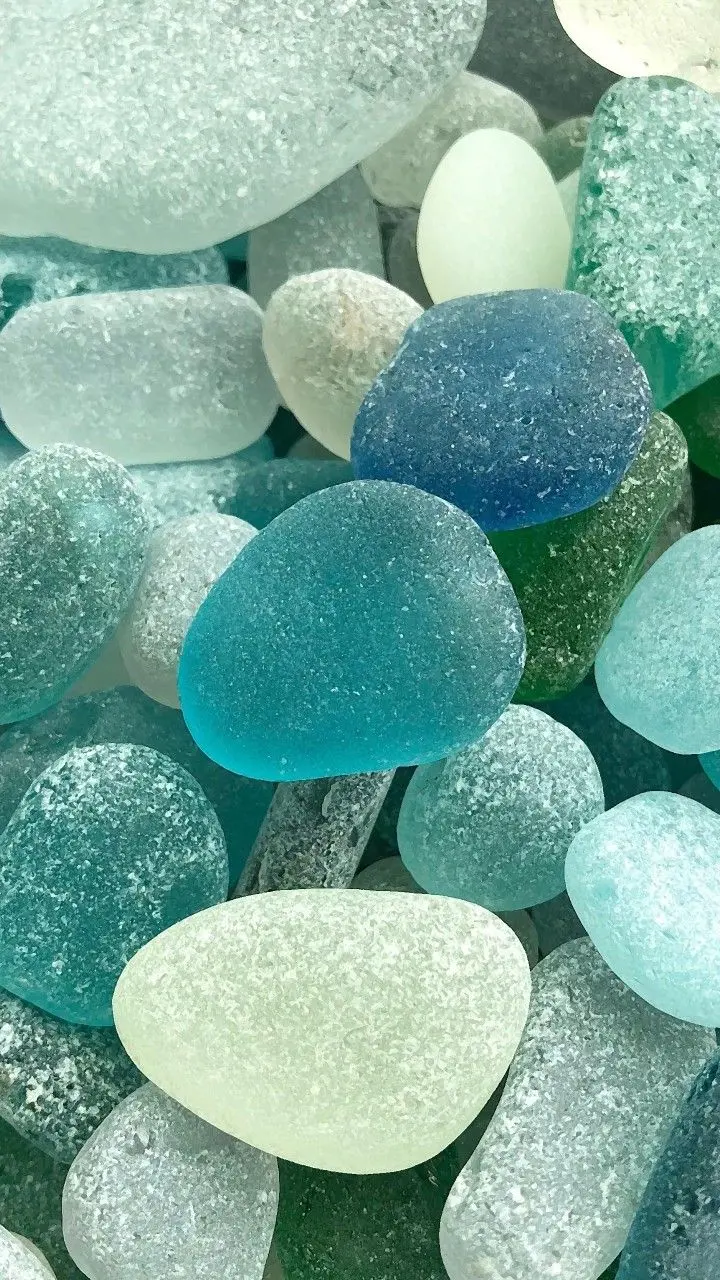 Smooth glass calcium carbonate stones and Polished by the Sea