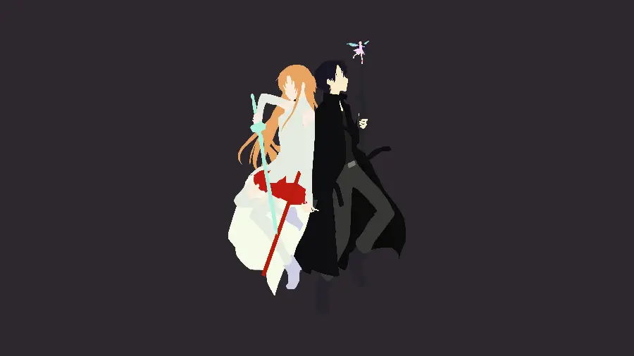 Minimalist Wallpaper of Swordsmen on a black background