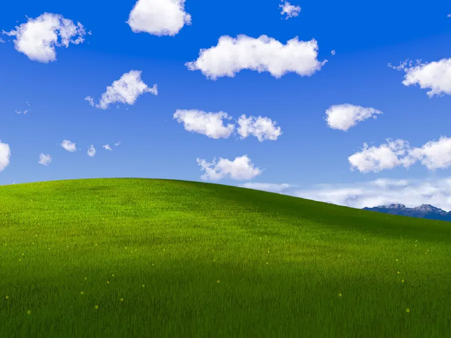Windows XP green plain and hill photo
