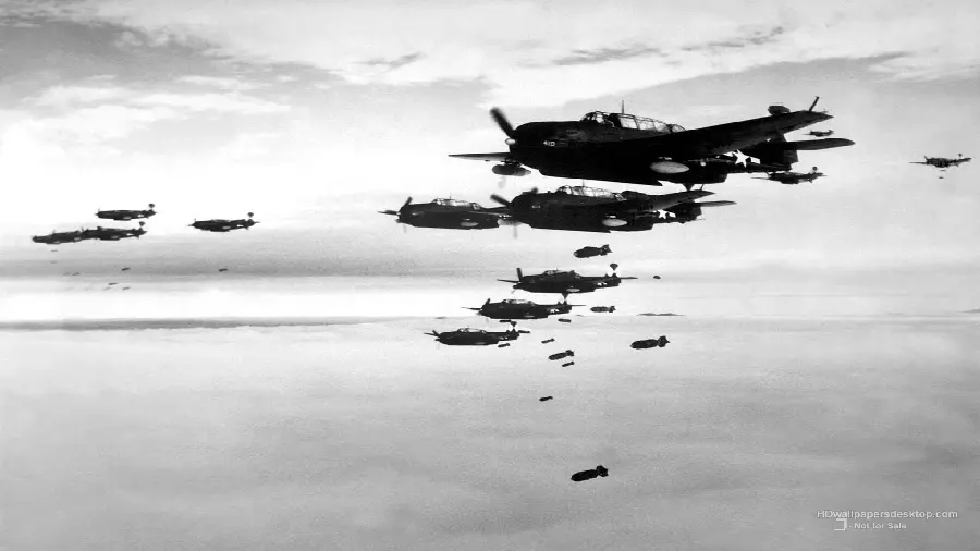 Picture of World War II and planes bombing