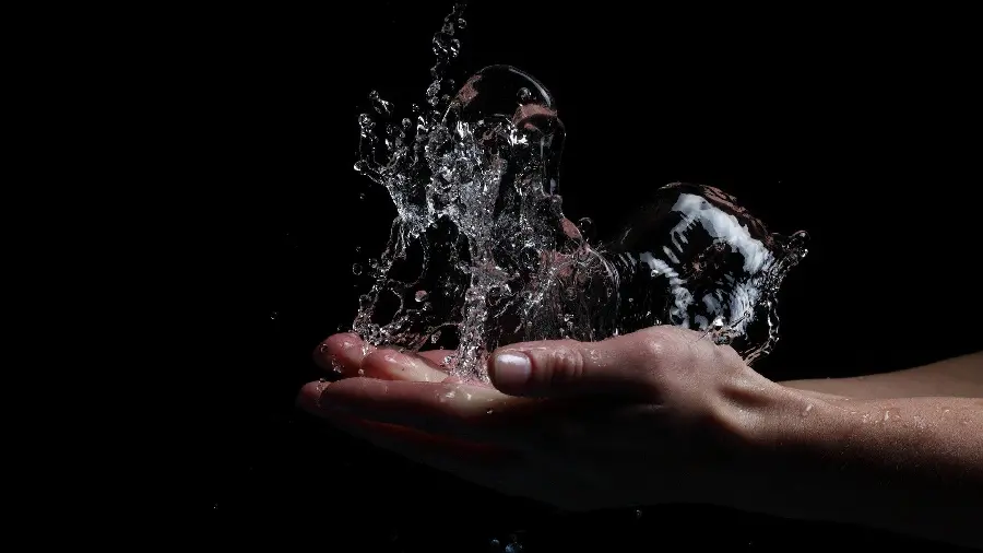Magical Image of Hand with Abstract Water Power