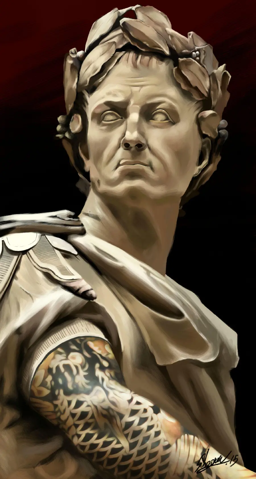 Julius Caesar Face Painting in the Form of a Statue