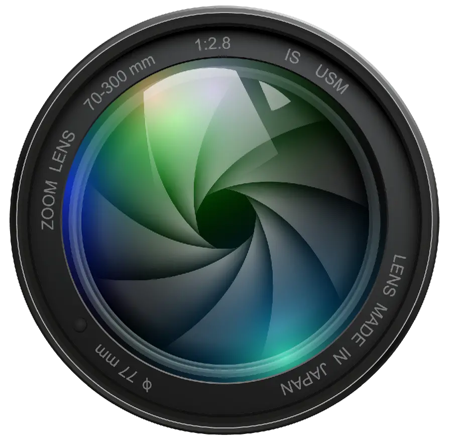 Image of a photo of a camera lens without a background and png