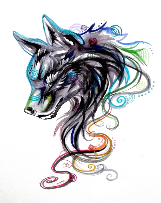 PNG Background Image of Wolf Painting with Special Colors