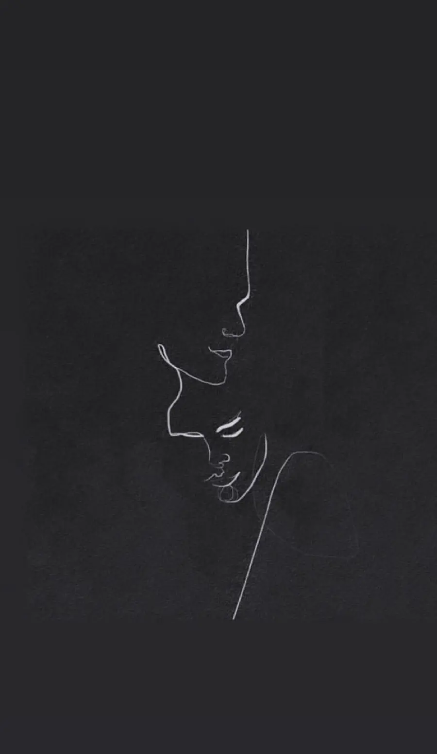 Black background for iPhone mobile phone of romantic girl and boy minimalist