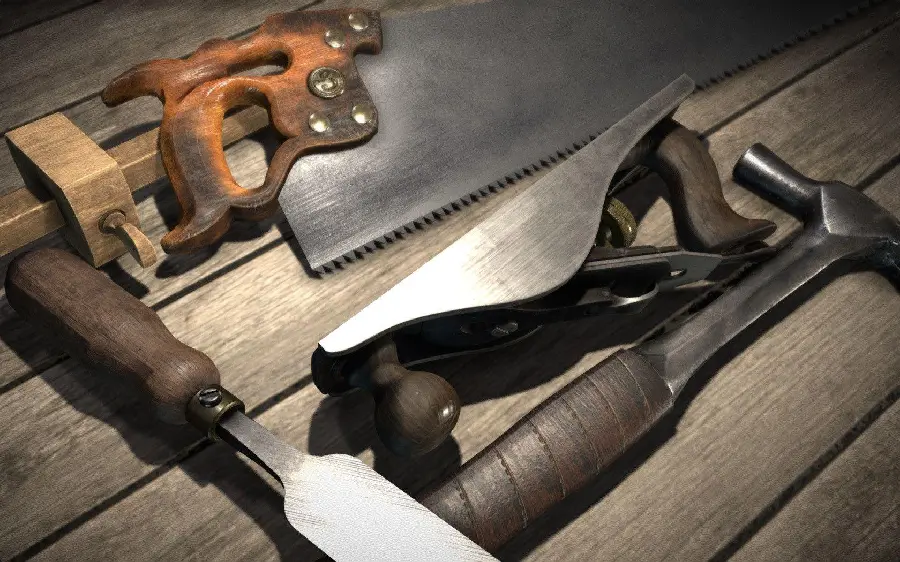 Tools and equipment, hand tools, carpentry workshop