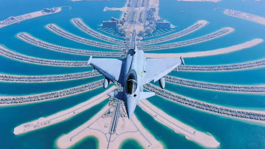 Air Fighter Photo Over the Palm Island in Dubai