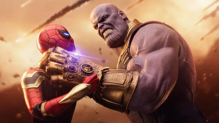 Spiderman fighting Thanos hd quality photo