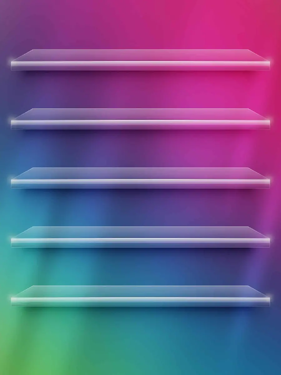 Simple shelves with a rainbow image suitable for phone backgrounds