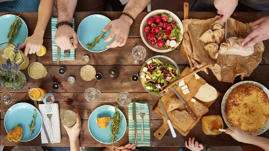 Family dinner table background for computer and laptop