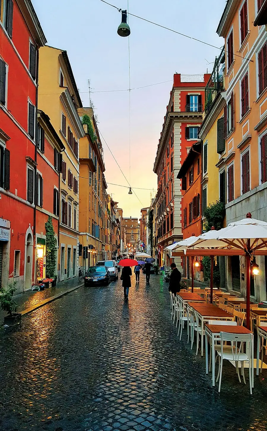 Photo of Italian streets and cafes next to the street suitable for wallpaper