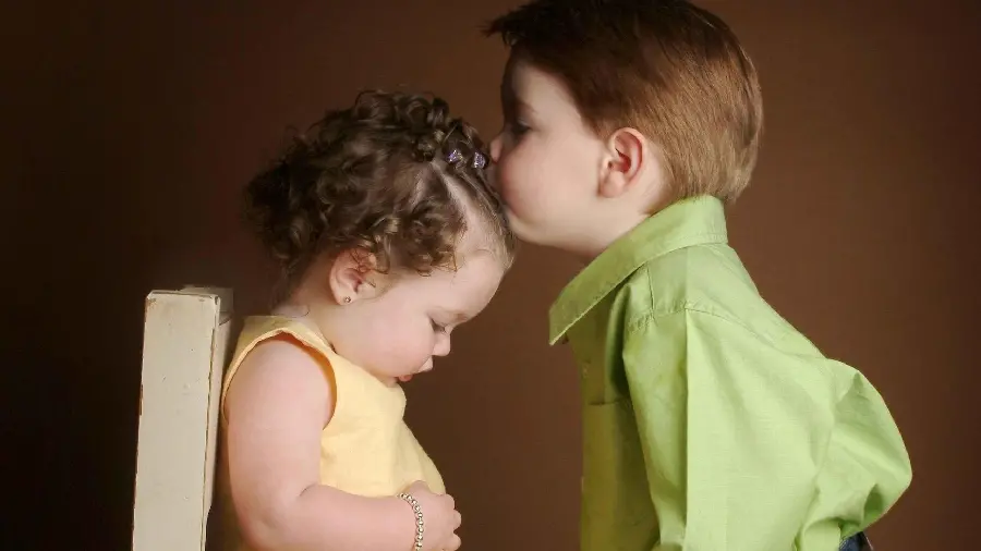 Cute baby girl and boy photo