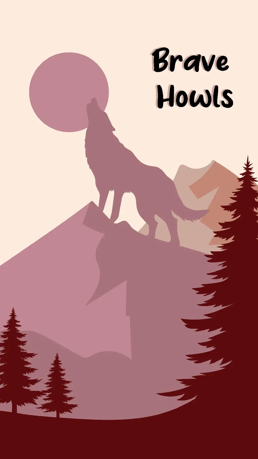Minimal background of a howling wolf
