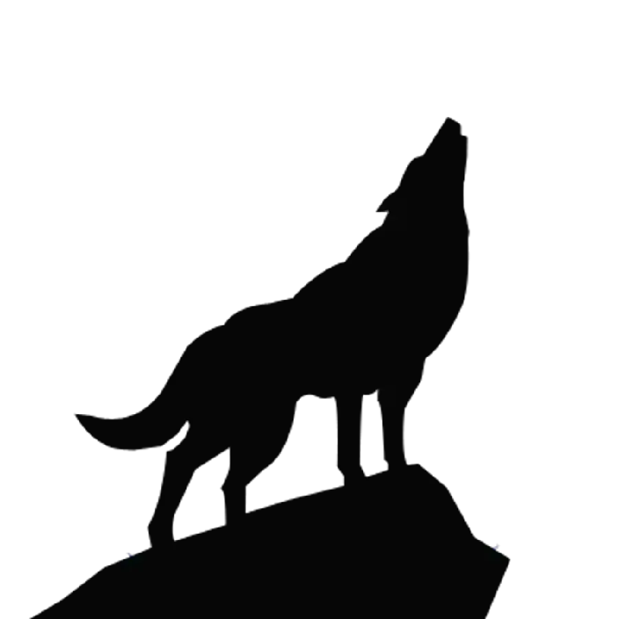 Download File as PNG of Black and White Wolf Painting