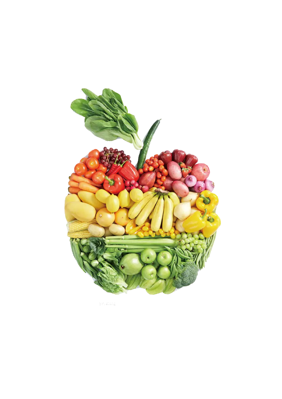 Creating an apple image with various fruits without a background for graphic work
