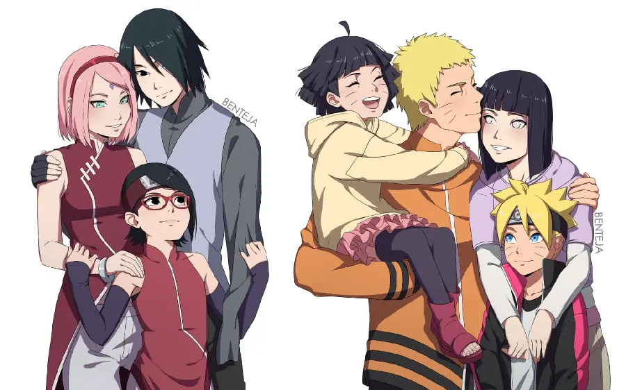 Happy Anime Family Drawing Picture