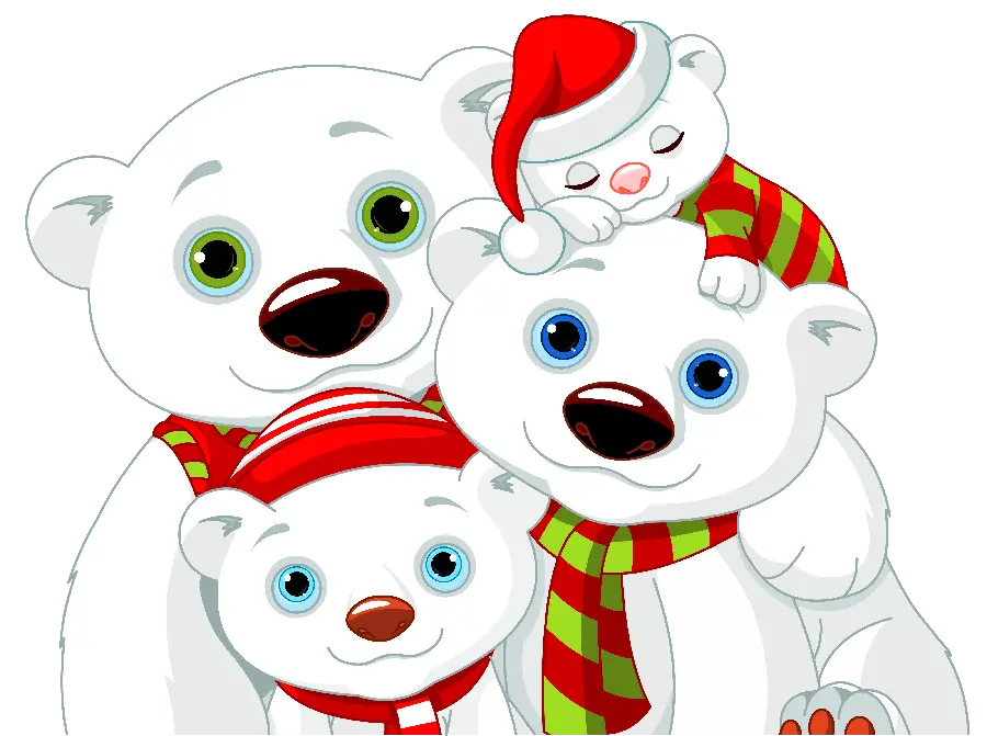 Polar Bear Family Stock Photo for Celebrations PNG