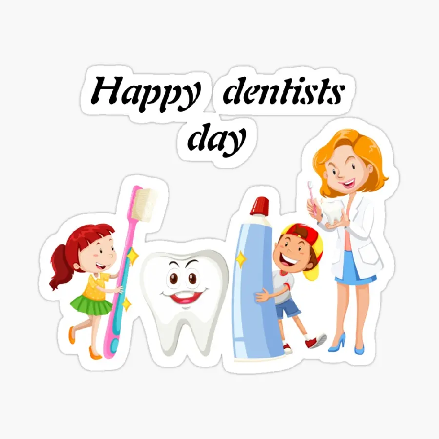 Cartoon and fantasy photo of Dentist's Day greetings for children